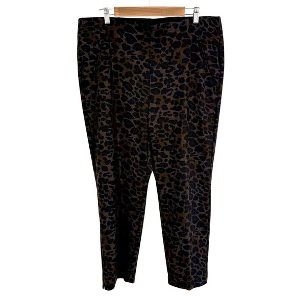 Chicos Sz 3R XL Regular Black Brown Animal Print Formal Business Leggings Pants - Picture 1 of 6
